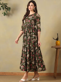 Mamicha Floral Print A-Line Maxi Dress