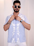 Eszett Floral Printed Short Sleeves Spread Collar Pure Cotton Regular Fit Casual Shirt