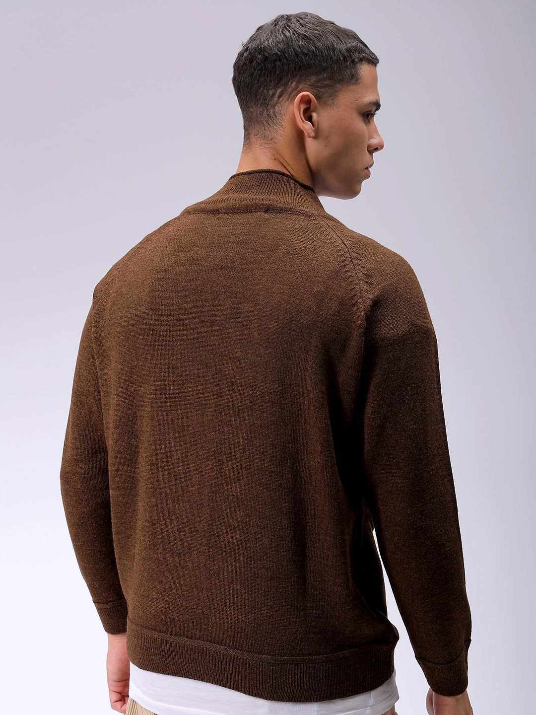 The Indian Garage Co Men Mock Collar Pullover Sweaters