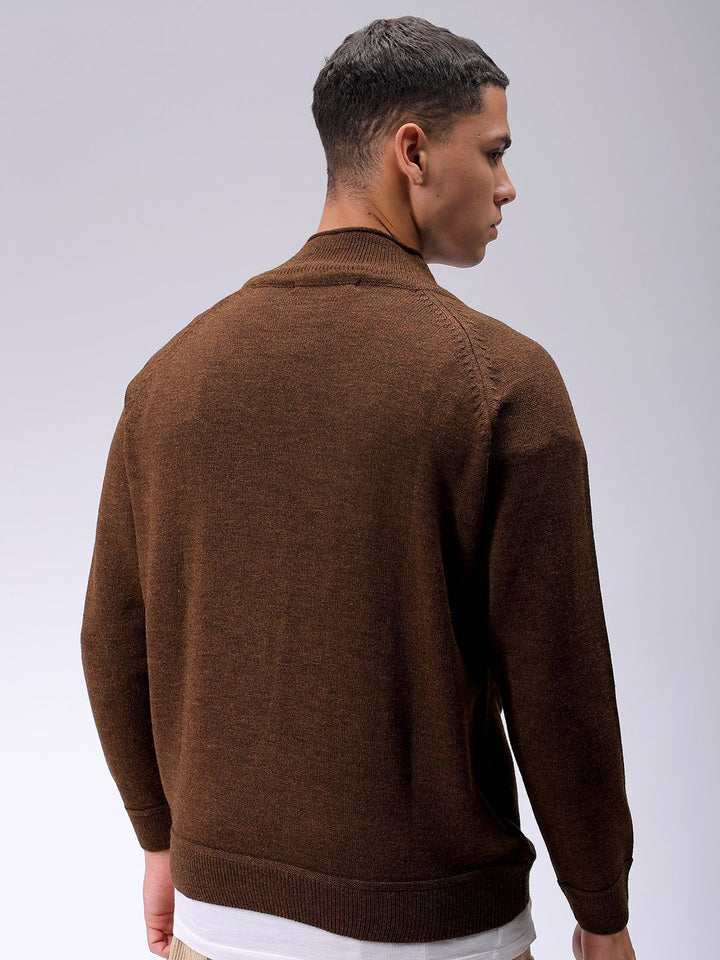The Indian Garage Co Men Mock Collar Pullover Sweaters
