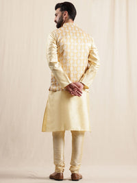 Anouk Mandarin Collar Straight Kurta With Pyjamas & Nehru Jacket