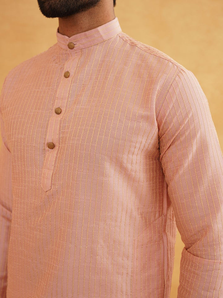 SOJANYA Men Regular Thread Work Kurta with Churidar