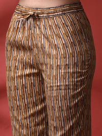 Anouk Floral Printed Mandarin Collar Straight Kurta With Trousers