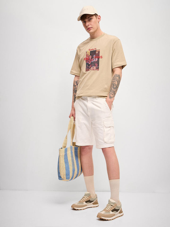 THE BEAR HOUSE Men Graphic Printed Round Neck Pure Cotton Oversized T-shirt