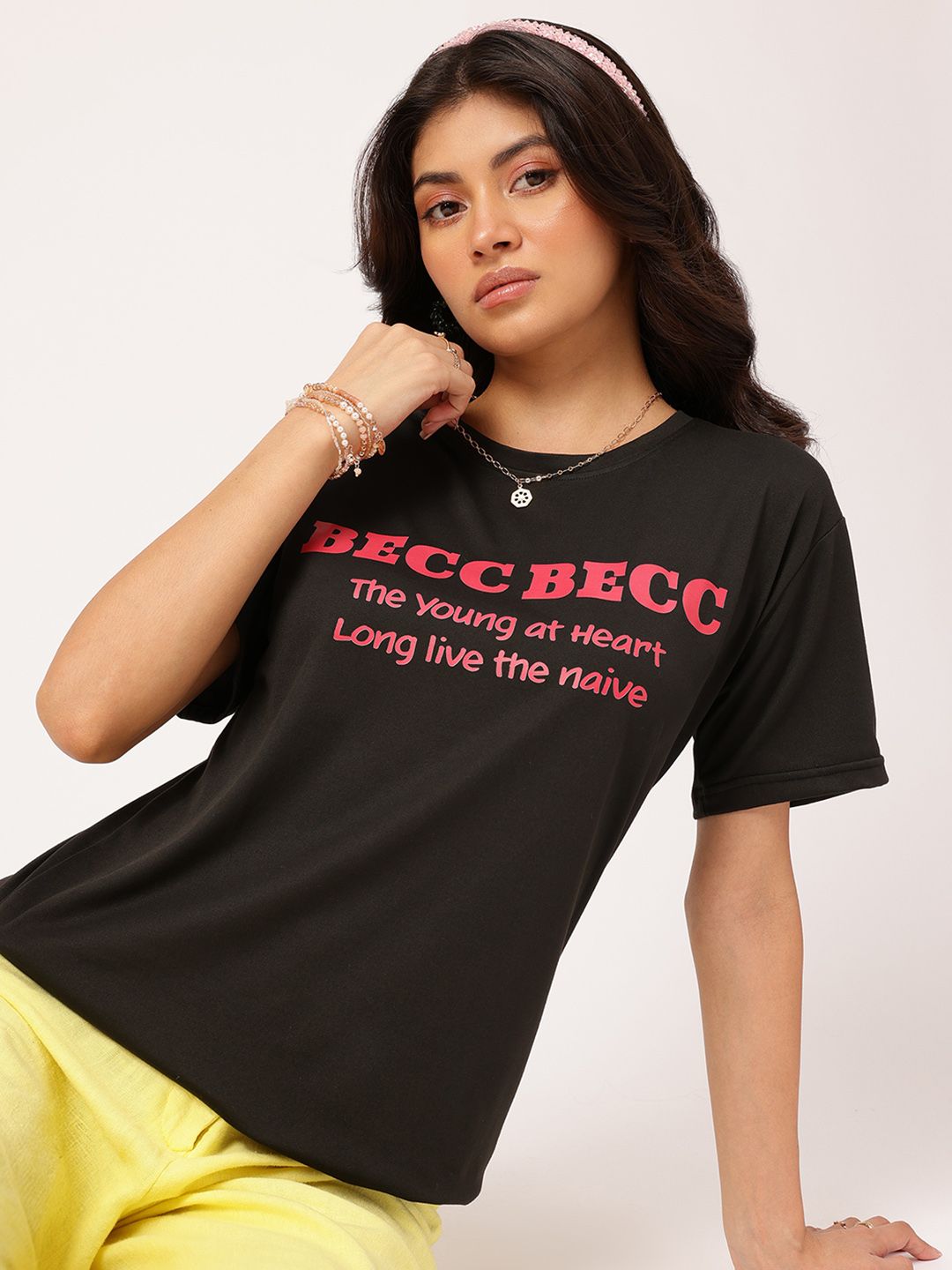 DressBerry Typography Printed Round Neck T-shirt