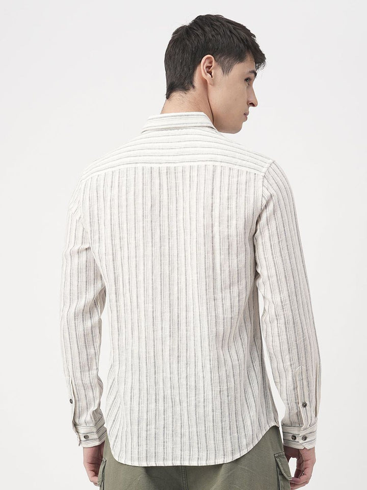 VASTRADO Pure Cotton Classic Slim Fit Multi Stripes Opaque Striped Casual Shirt
