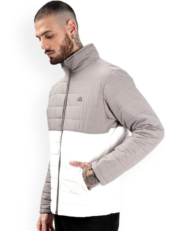 ADRO Men Colourblocked Windcheater Bomber dengan Jaket Patchwork