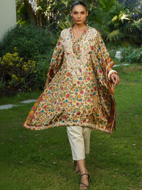 House of Chikankari Women Printed Chikankari Crepe Kaftan Kurta