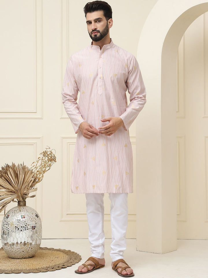 SOJANYA Geometric Woven Design Regular Jacqard Cotton Silk Silk Kurta With Pyjama