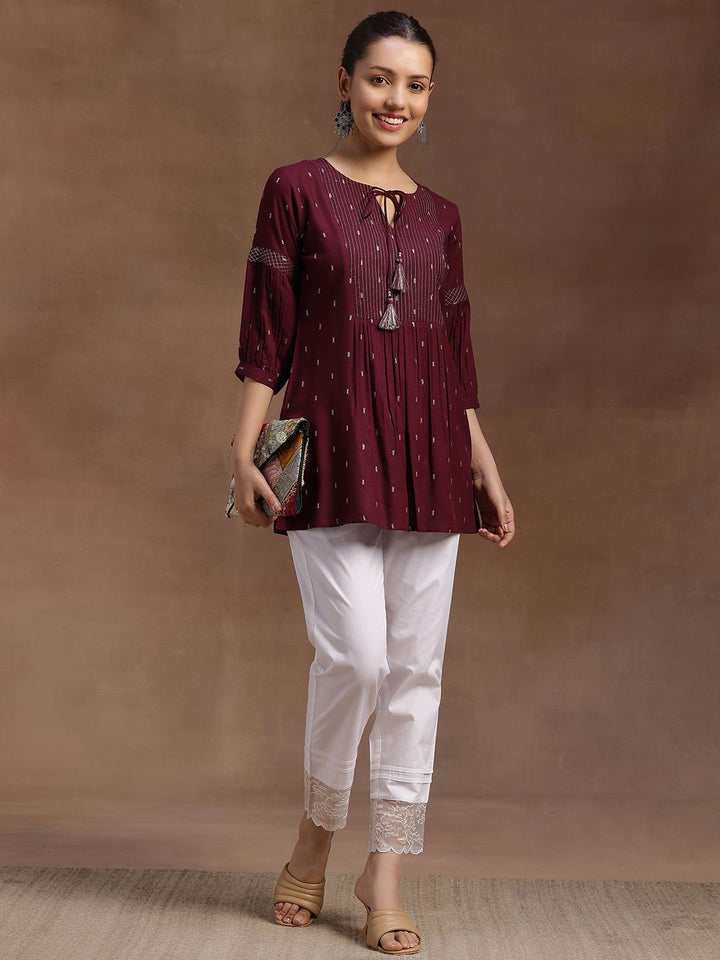 Libas Geometric Woven Design Dobby Pleated Kurti