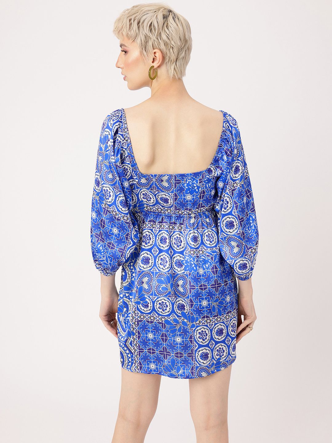 DressBerry Coachella Core Indie Printed Cut-Out Mini Dress