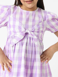 Nauti Nati Checked Puff Sleeve Fit & Flare Dress