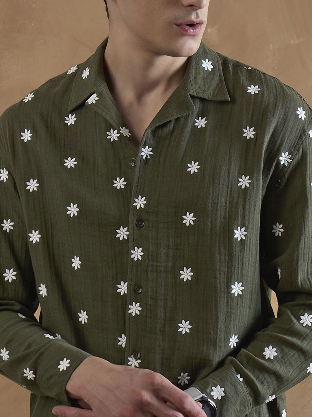 DENNISON Muslin Double Gauge Embroidered Shirt