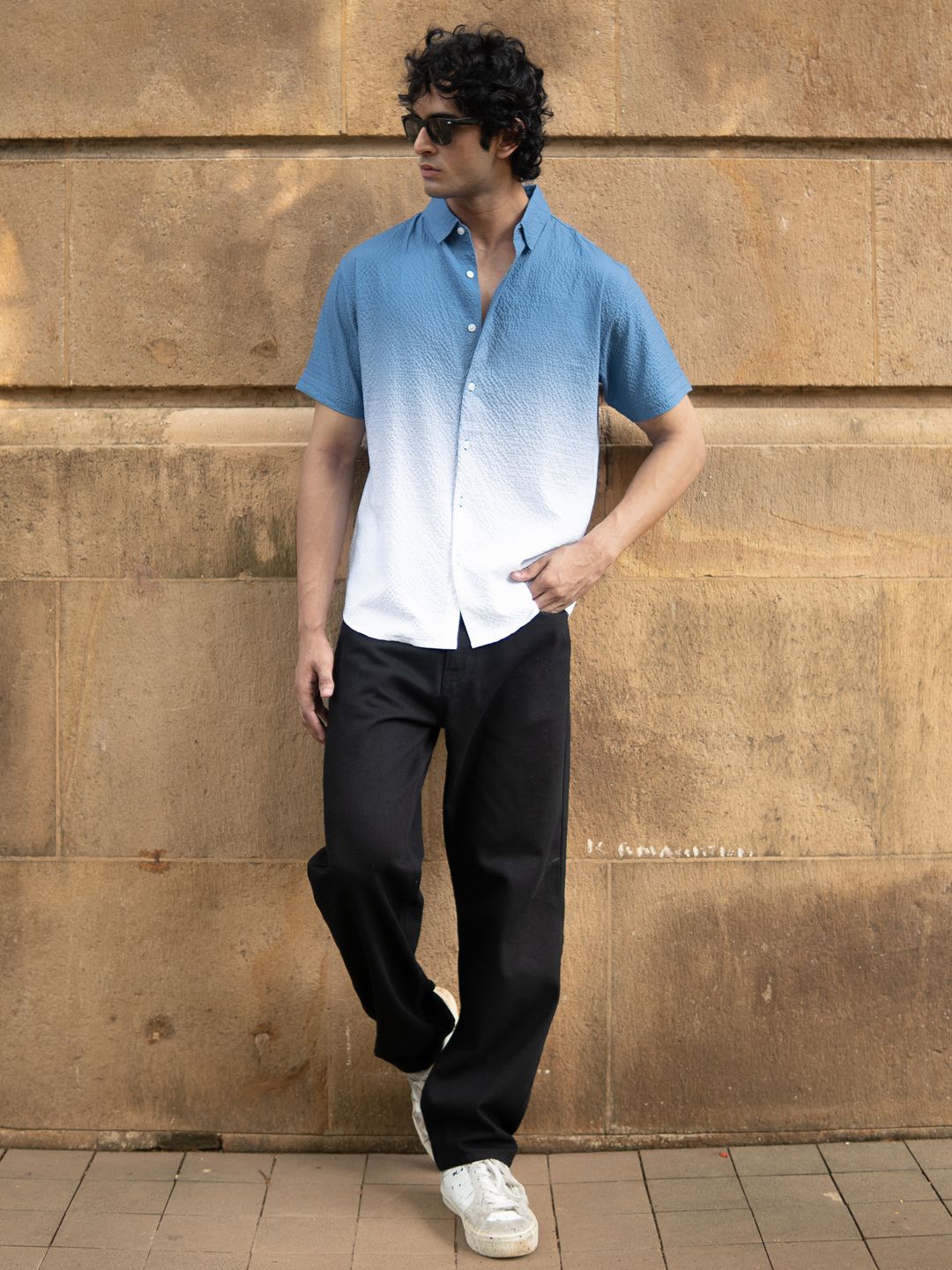 Powerlook Men Dyed Spread Collar Cotton Casual Shirt