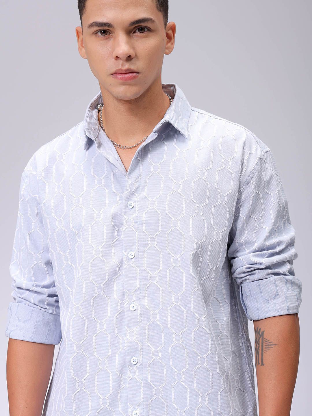 The Indian Garage Co Men Relaxed Fit Dobby Textured Resortwear Shirt