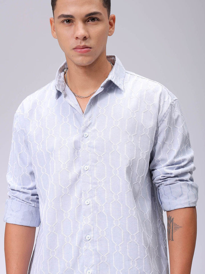 The Indian Garage Co Men Relaxed Fit Dobby Textured Resortwear Shirt
