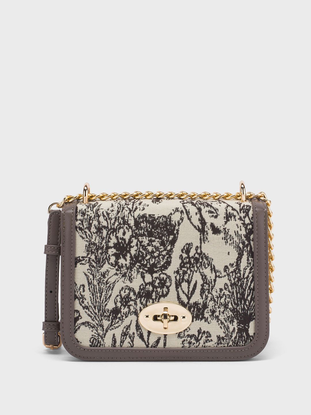 Lino Perros Floral Printed Structured Shoulder Bag