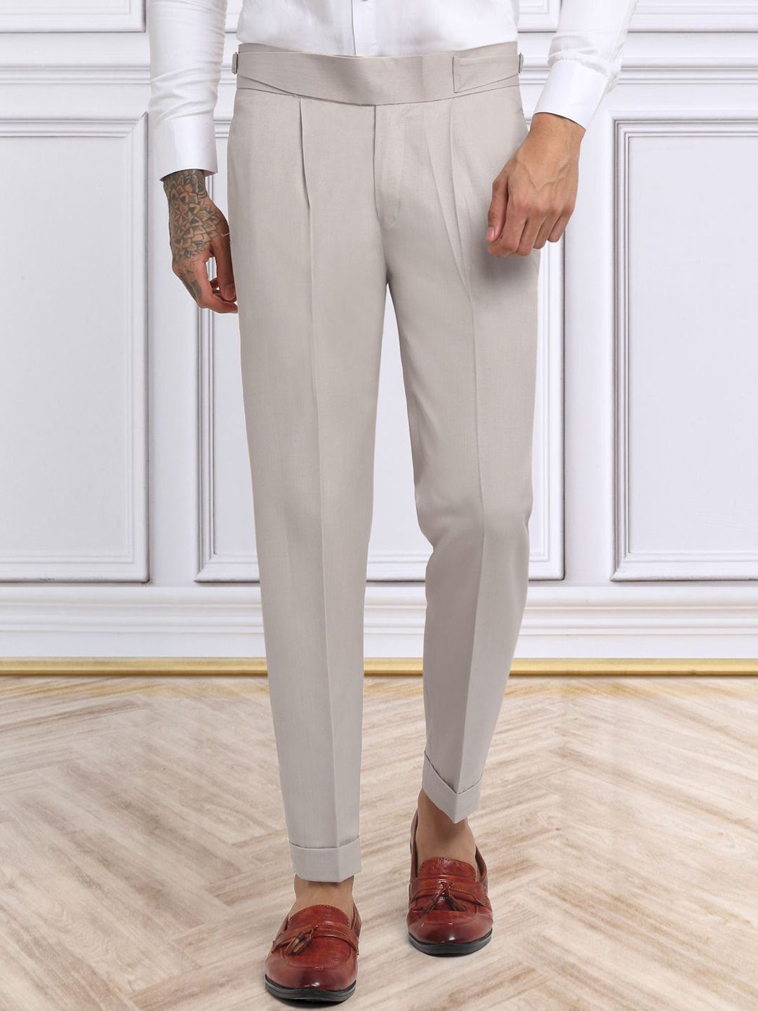 KLOTTHE Men Cotton Rich Slim Fit Formal Trousers