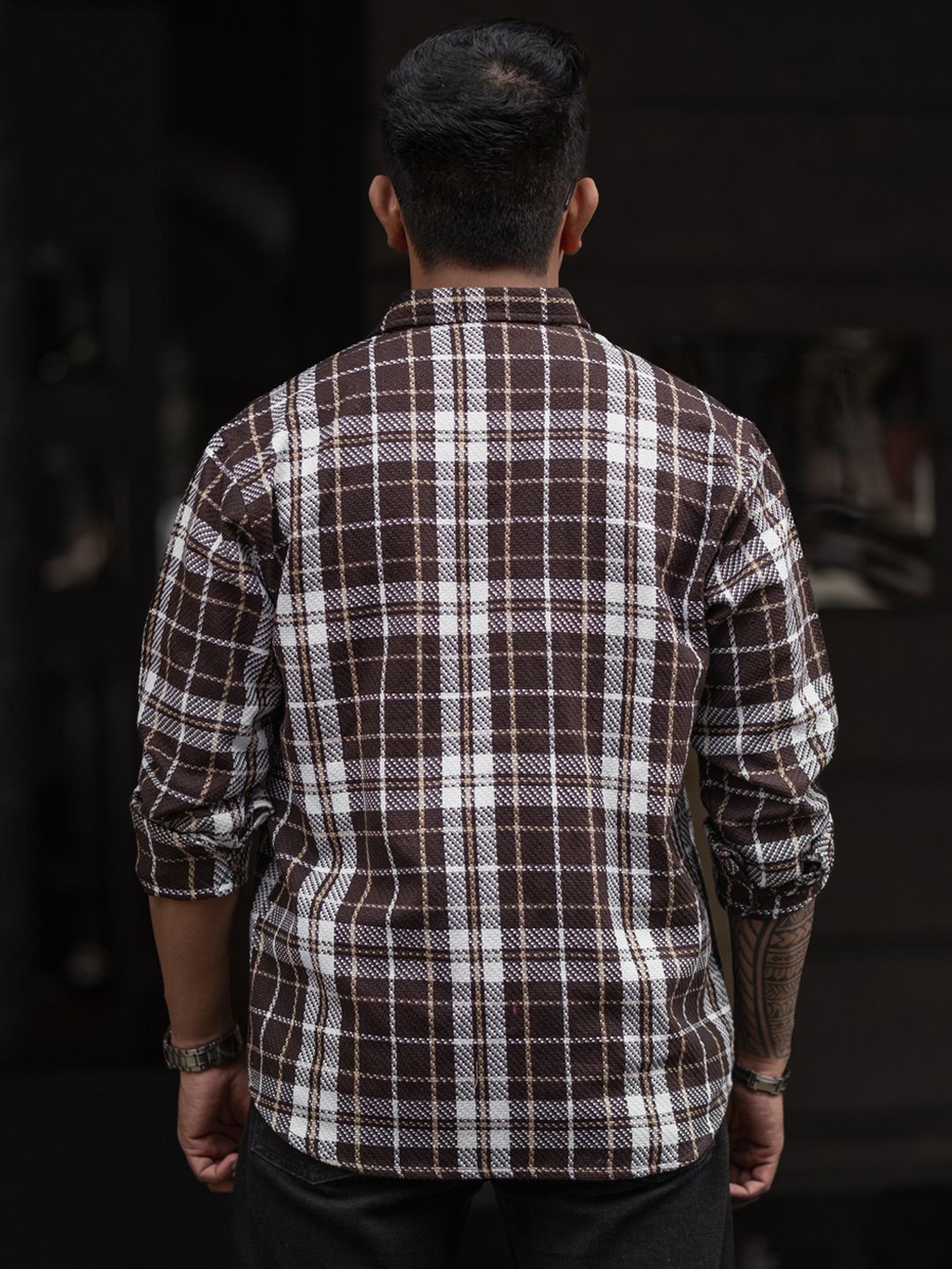 Powerlook Men Spread Collar Tartan Checked Casual Shirt