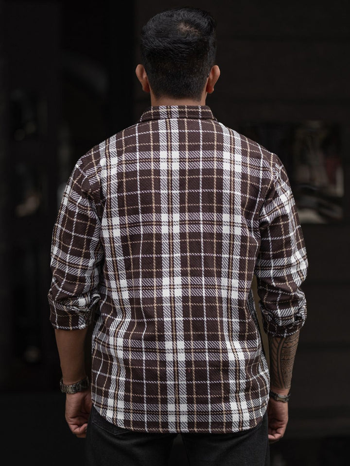 Powerlook Men Spread Collar Tartan Checked Casual Shirt