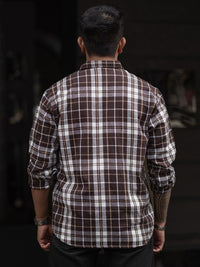 Powerlook Men Spread Collar Tartan Checked Casual Shirt