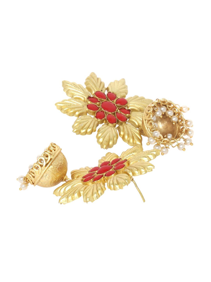 Anouk Gold Plated Cubic Zirconia Studded Dome Shaped Jhumkas