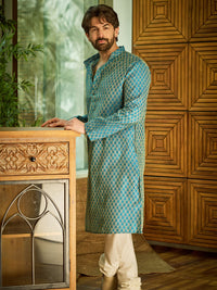 SOJANYA Ethnic Motifs Woven Design Mandarin Collar Kurta With Churidar