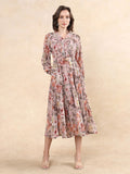RAREISM Women Floral Print A-Line Midi Dress