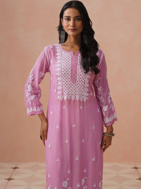Kurta Sulam Benang Sulam Wanita Rumah Chikankari