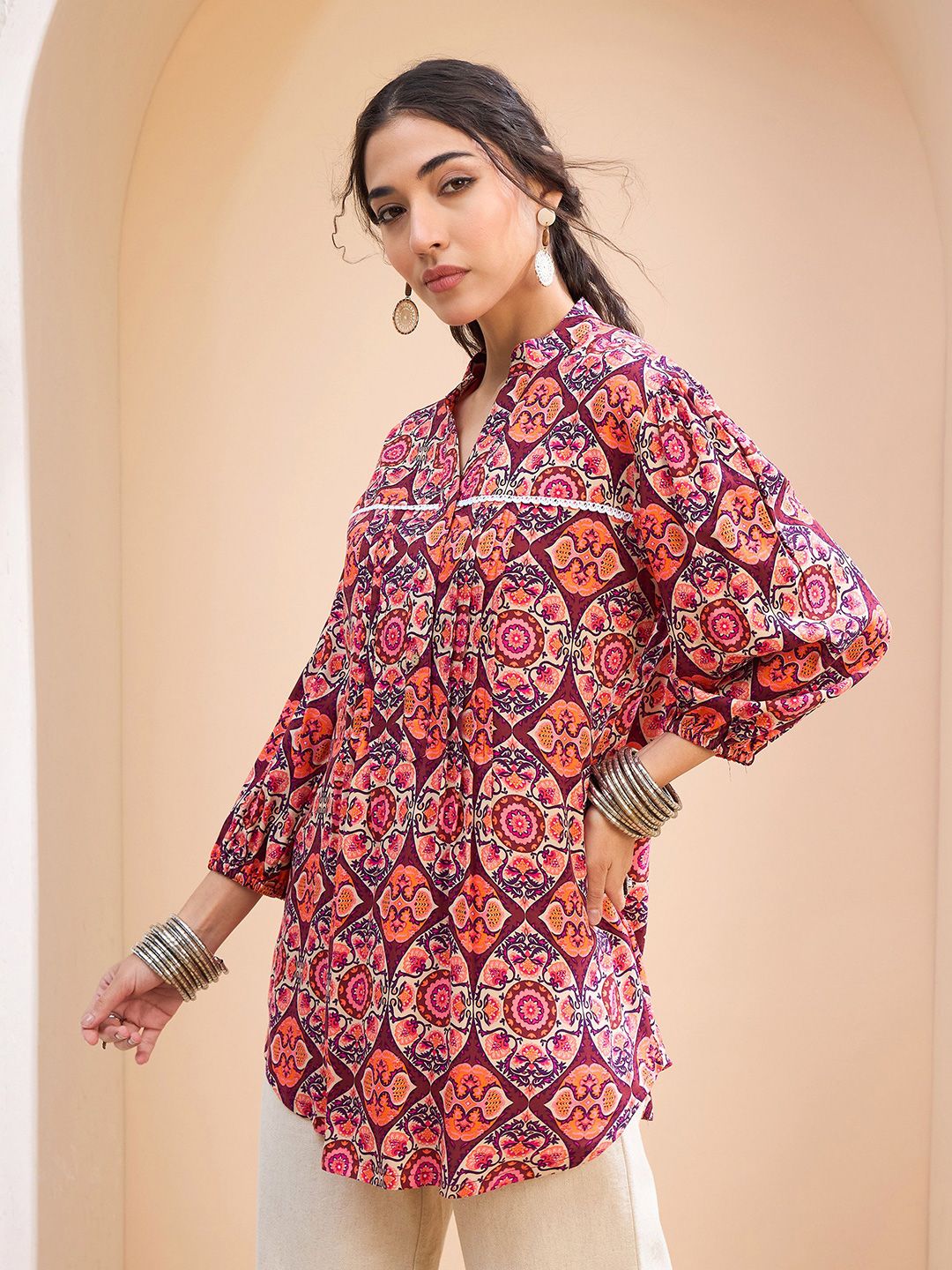Shae by SASSAFRAS Floral Printed Pleated Kurti