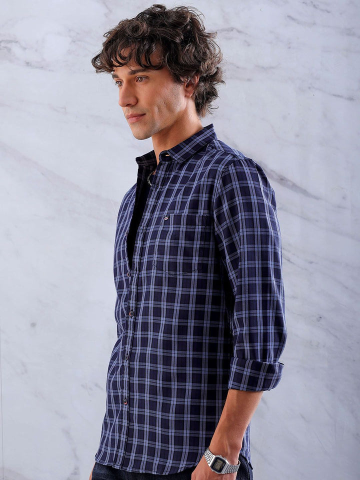 The Indian Garage Co Men Slim Fit Cotton Checked Casual Shirt