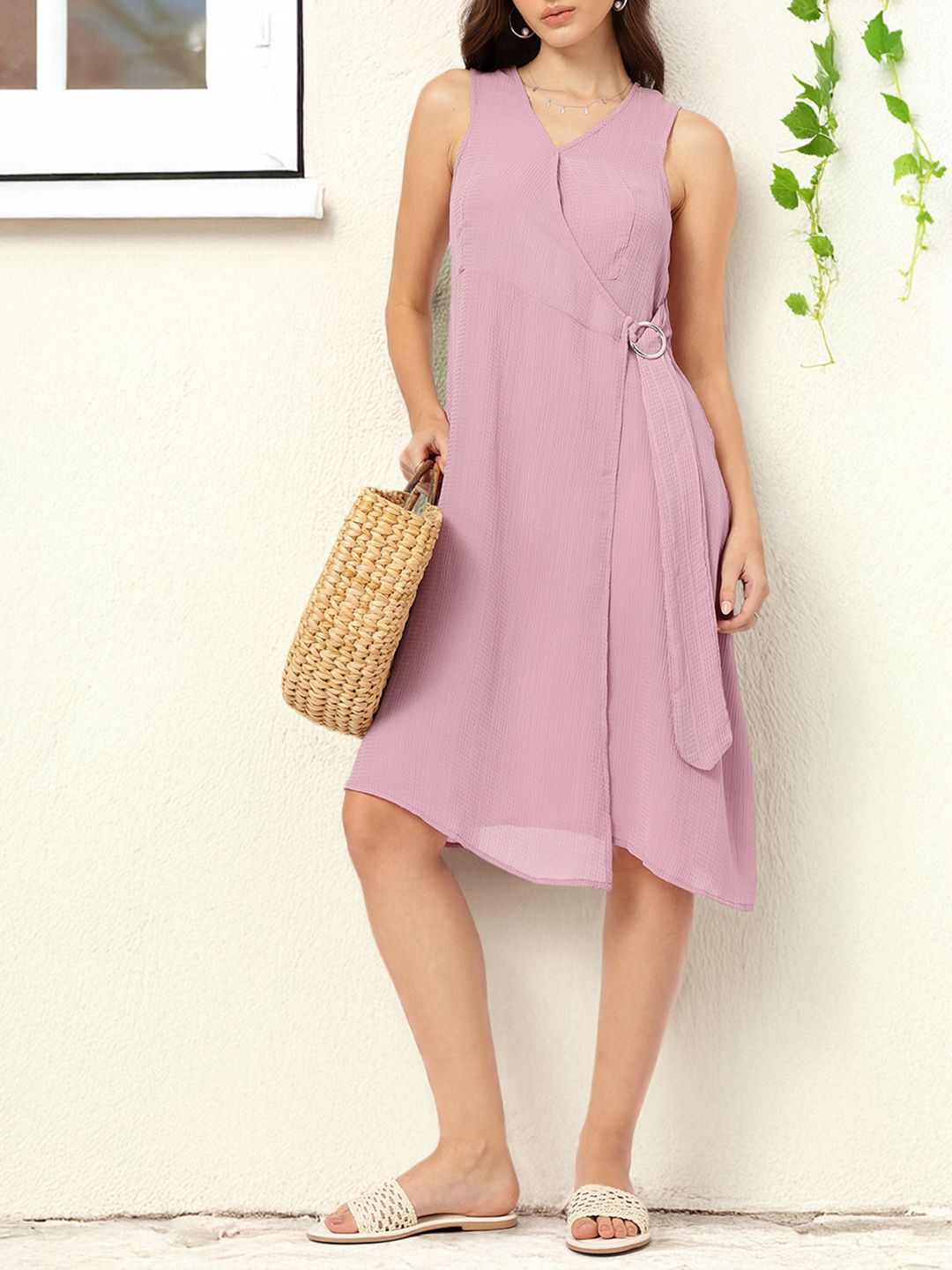 DressBerry Self-Designed A-line Dress with Belted Hoop