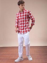 The Indian Garage Co Men Cutaway Collar Checked Cotton Slim Fit Casual Shirt