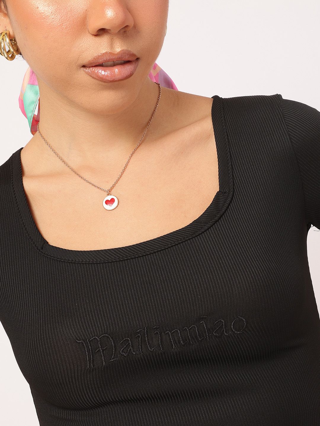 DressBerry Fusion Fits Embroidered Ribbed Crop Top
