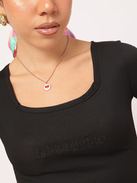 DressBerry Fusion Fits Embroidered Ribbed Crop Top