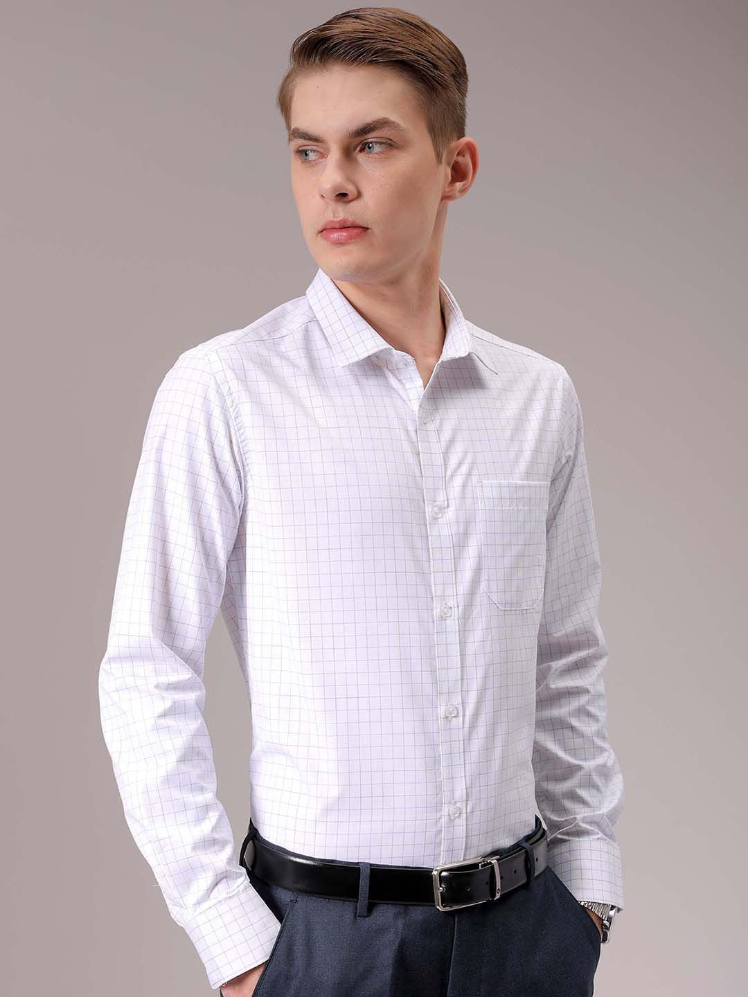 The Indian Garage Co. X Luxe Men Spread Collar Micro Checked Slim Fit Formal Shirt
