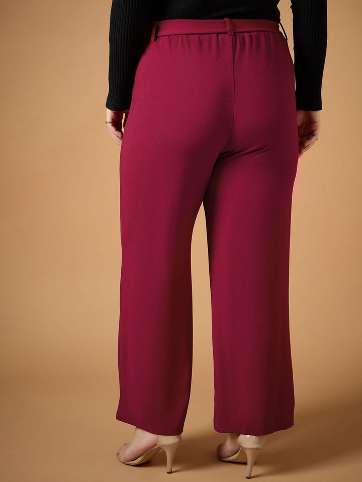 SASSAFRAS Curve Women Straight Fit High-Rise Pleated Trousers