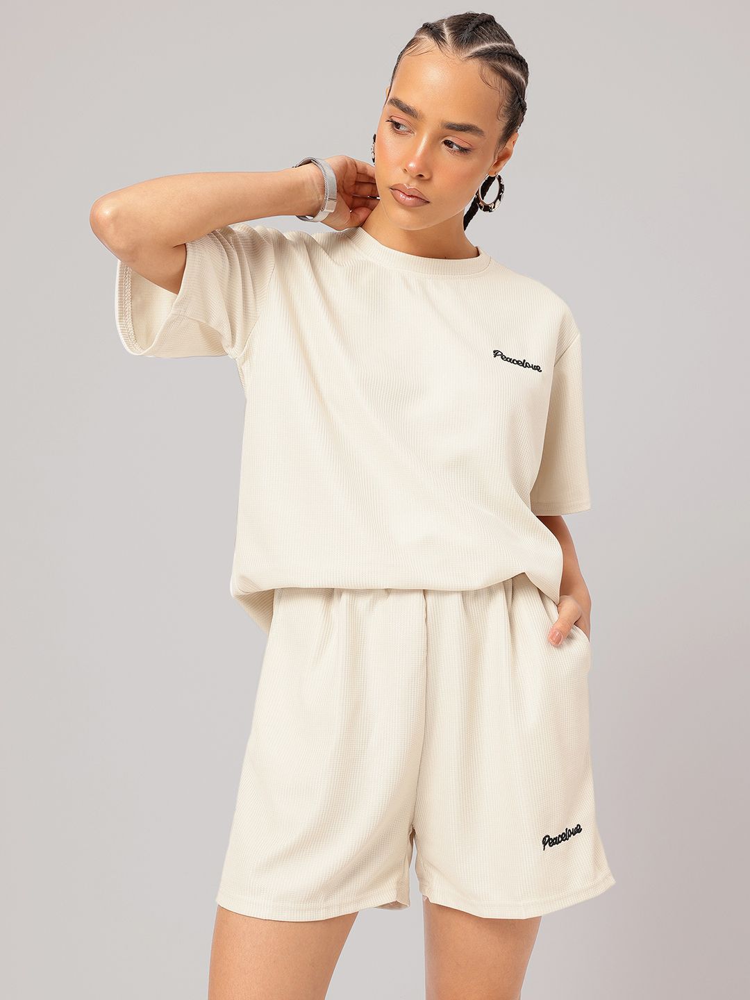 DressBerry Athleisure Vibes Textured Relaxed Fit Co-ords