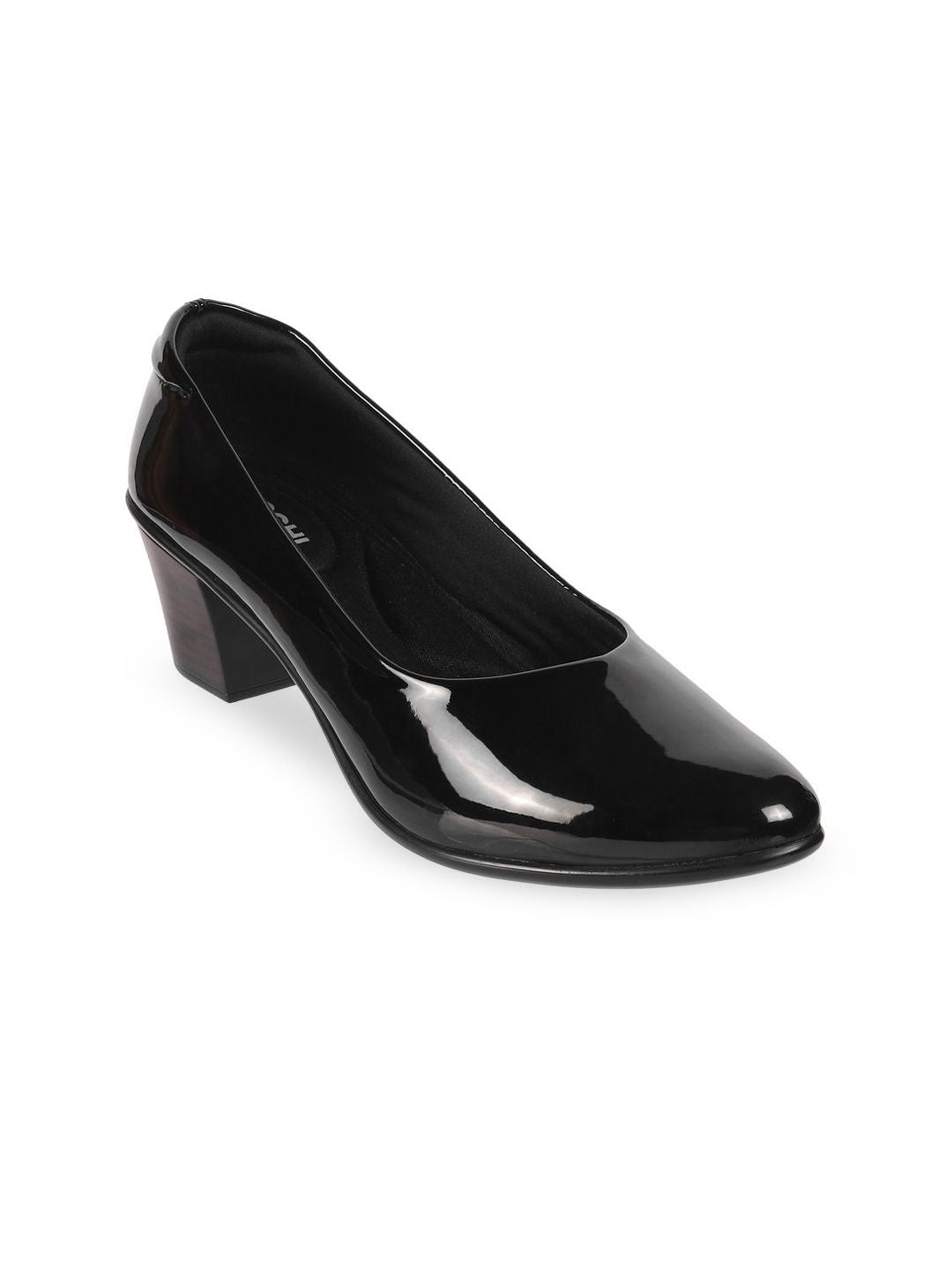 Mochi Round Toe Block Closed Back Pumps Heels