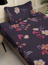 Myntra Elegant Homes Purple & Pink Printed 300 TC Single Bedsheet Set 2.25 m x 1.50 m