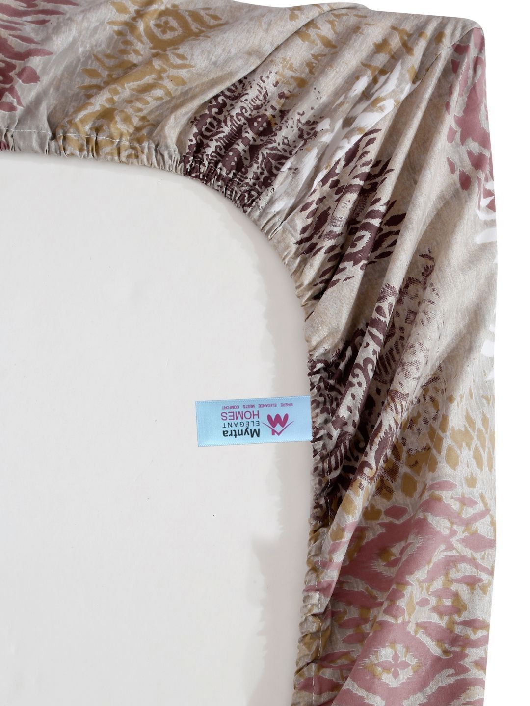 Myntra Elegant Homes Beige 400 TC Pure Cotton Fitted Single Bedsheet Set 2.25 m x 1.5 m