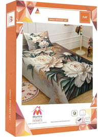Myntra Elegant Brown & White Floral 400 TC Single Cadar 7D dengan 1 Sarung Bantal