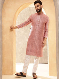 SOJANYA Men Embroidered Regular Kurta with Pyjamas