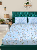 KLOTTHE Blue Floral Printed 300 TC King Size Cadar Dengan 2 Sarung Bantal