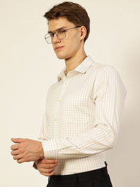 Thomas Scott Men Smart Spread Collar Gingham Checked Cotton Formal Shirt