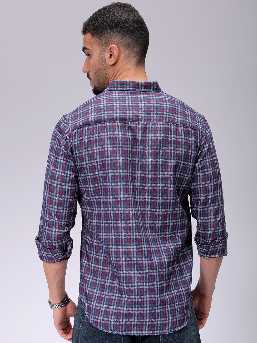 The Indian Garage Co Men Slim Fit Opaque Checked Casual Shirt
