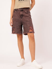 DressBerry Women Elevated Denim Frayed Ripped Shorts