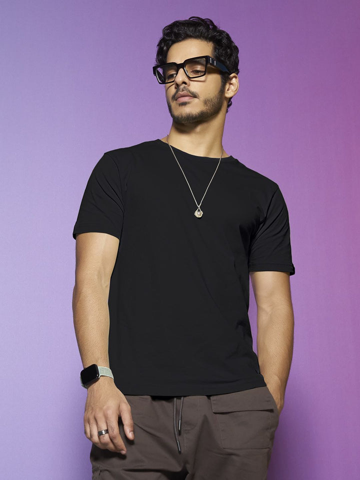 Bewakoof Men Black Pure Cotton T-shirt