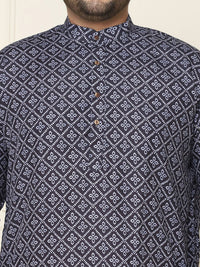 SOJANYA PLUS Motif Etnik Bercetak Kolar Mandarin Kurta Lurus Kapas Tulen dengan Piyama