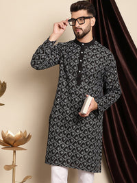 Anouk Ethnic Motifs Embroidered Band Collar Cotton Regular Kurta